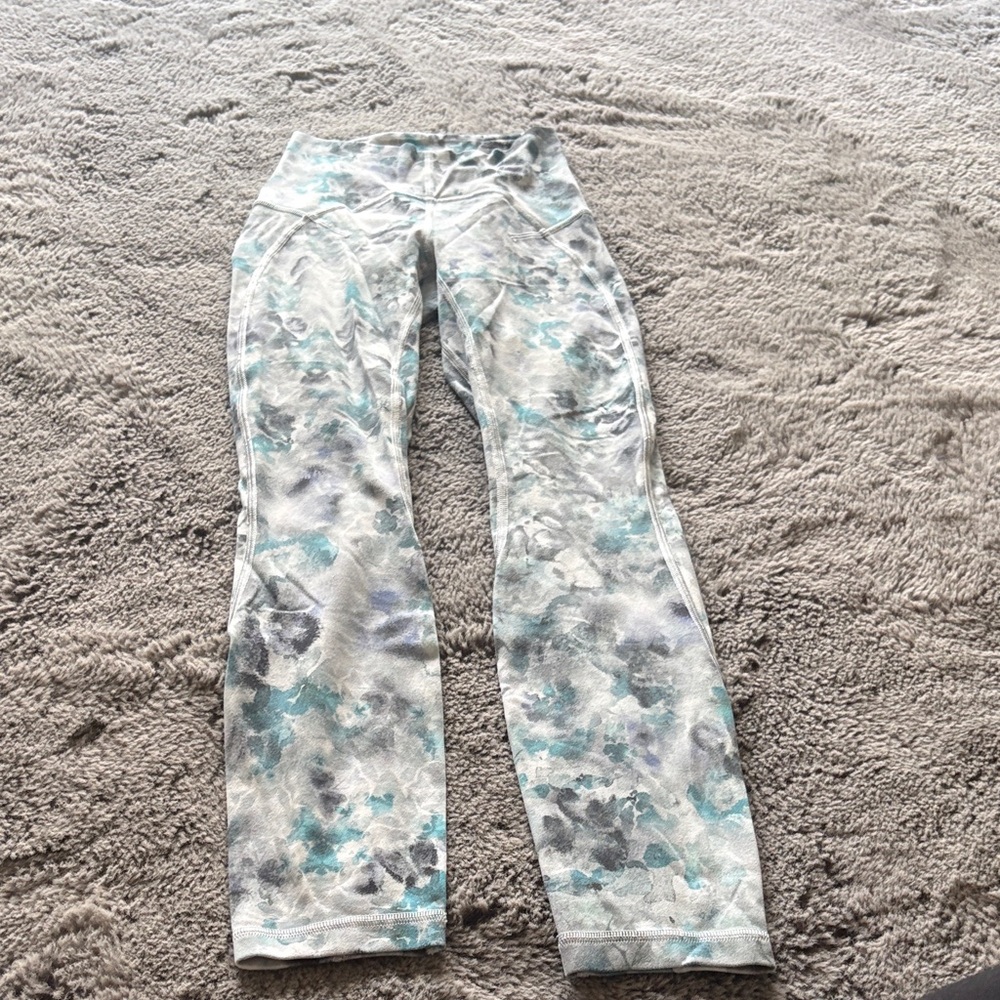 lululemon athletica Patterned Yoga Pants in Aqua and Gray